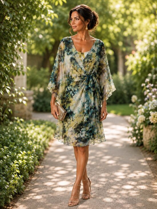 Kay Unger Dresses & Skirts - Kay Unger New York Sheer Watercolor Overlay Dress | Size 12